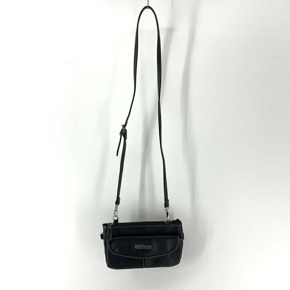 Kenneth Cole Reaction Black Small Crossbody Handbag Purse Vegan Leather Bag